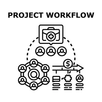 Project workflow progress planning and team management concept Stock Illustration