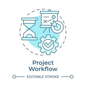 Project workflow soft blue concept icon Stock Illustration