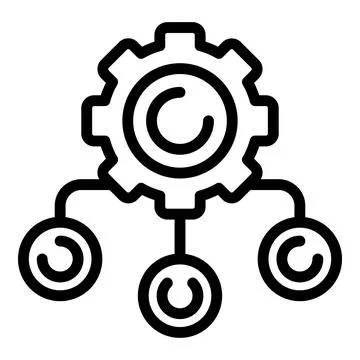 Project working system icon, outline style 스톡 일러스트