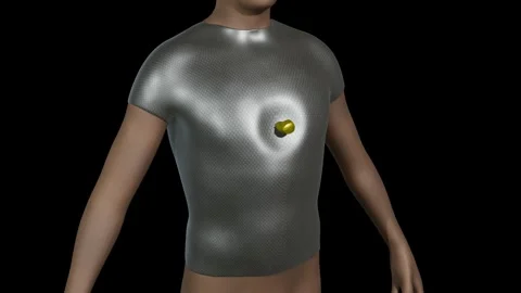 Projectile colliding with bullet proof vest. 3d animation rendering Stock Footage 303942748