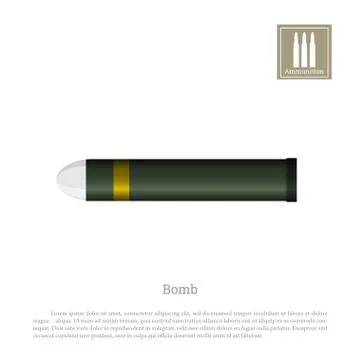 Projectile drawing on white background. Warship weapon icon. Navy ammunition Illustrazione stock