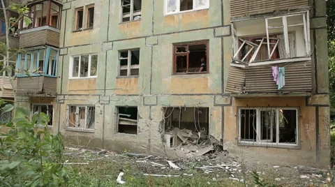 Projectile Hit the House Stock Footage 41492153