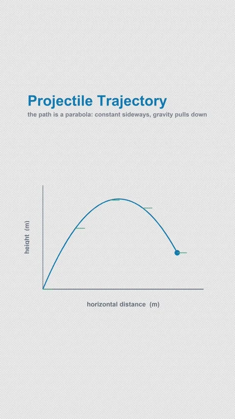 Projectile Trajectory Labeled Physics Diagram Alpha 4K Vertical 9x16 Light Vídeo Stock 339645615