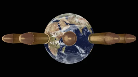 Projectiles turn around the world - loop Video stock 166283224