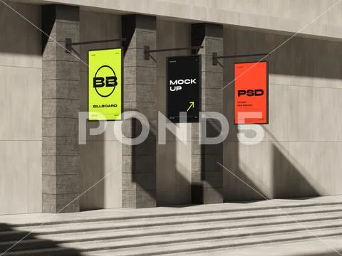 Projecting Blade Signs Mockup PSD Template