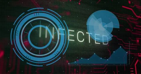 Projecting blue HUD element on dashboard, with DETECTED label, grid, charts, Stock Photos