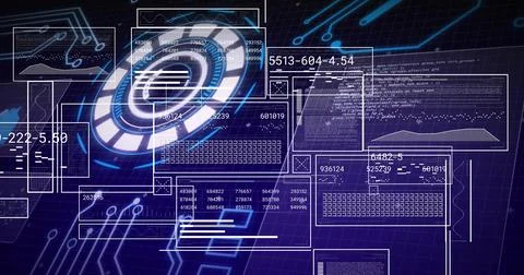 Projecting centered holographic circular hub glowing over virtual dashboard, Illustration