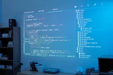 Projecting Code on Wall with Modern Technology Stock Photos