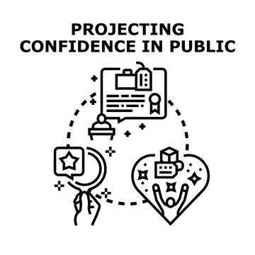 Projecting confidence and public speaking skills concept Illustration