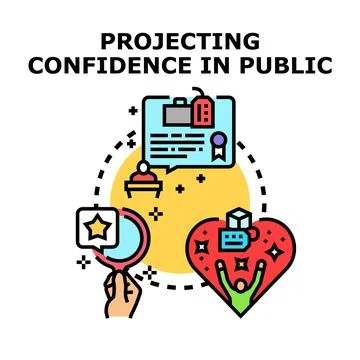 Projecting confidence and public speaking skills concept Stock Illustration