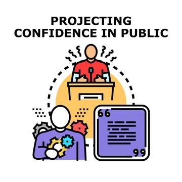 Projecting confidence in public speaking presentation Illustration
