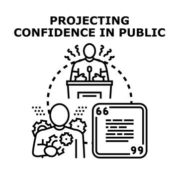 Projecting confidence in public speaking presentation Illustration