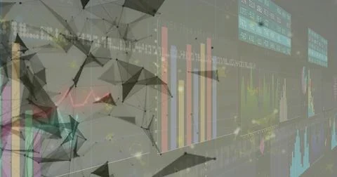 Projecting data visualization and triangular mesh on virtual dashboard, with Stock Illustration
