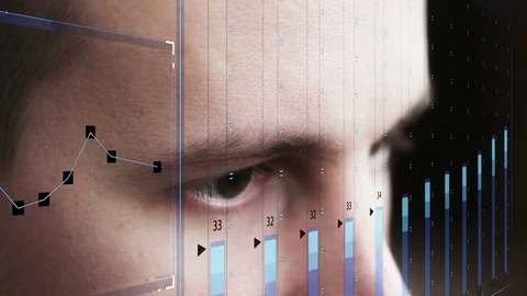 Projecting the face of computer futuristic holograms Stock Footage 75457537