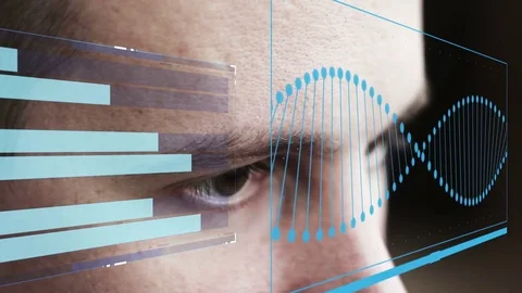 Projecting the face of computer futuristic holograms Stock Footage 75457766