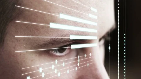 Projecting the face of computer futuristic holograms Stock Footage 75458437