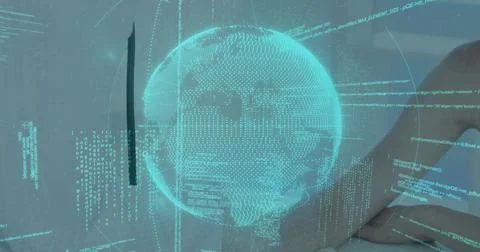 Projecting holographic Earth globe hovering in modern interior display, with 스톡 일러스트