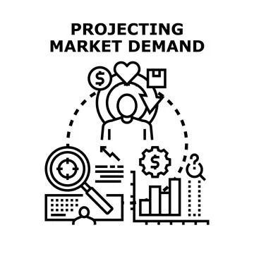 Projecting market demand future strategy planning icon Stock Illustration