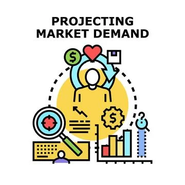Projecting market demand future strategy planning icon Stock Illustration