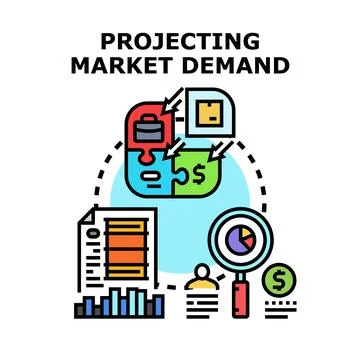 Projecting market demand using data analysis and forecasting Stock Illustration