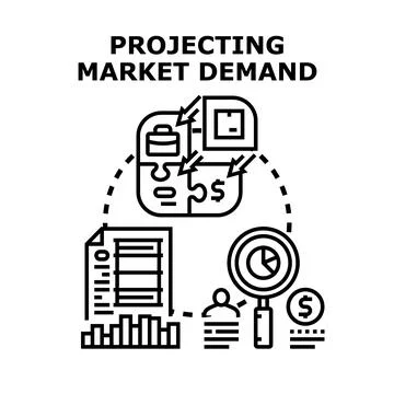 Projecting market demand using data analysis and forecasting Stock Illustration