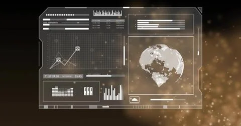 Projecting transparent HUD panel over virtual control, showing grid chart, Stock Illustration