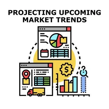 Projecting upcoming market trends with data analysis Stock Illustration