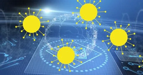 Projecting wireframe car model floating in virtual holographic space, with Illustrazione stock