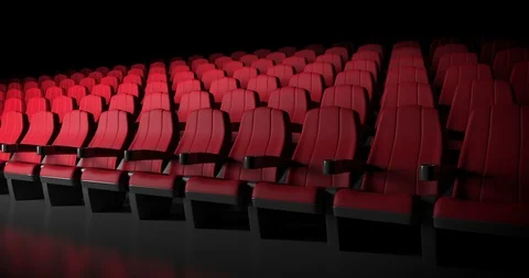 Projection in cinema, chairs looping 3D animation Stock Footage 121166202