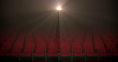 Projection in cinema, chairs looping 3D animation Video stock 121166894