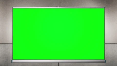 Projection cinema screen pull-down. Concrete wall behind tripod. 動画素材 89886631