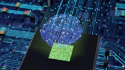 Projection of an electronic brain Stock Illustration