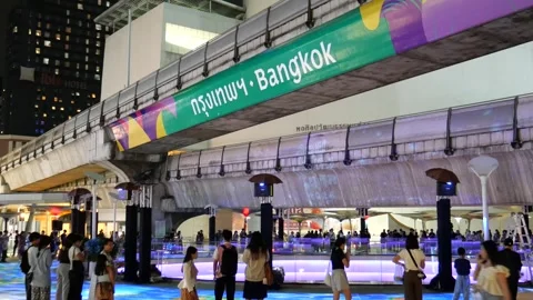 Projection mapping of floating krathong during Festival of lights Video stock 338032175