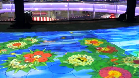 Projection mapping of floating krathong during Festival of lights Video stock 338032194