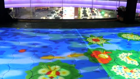Projection mapping of floating krathong during Festival of lights Video stock 338032491