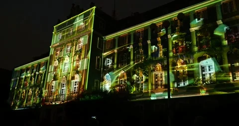 Projection Mapping on Szczecin City Hall During 81st Anniversary Celebration Video stock 338394635