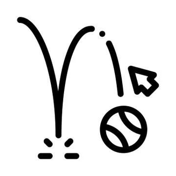 Projection of motion falling ball icon vector outline illustration Stock Illustration