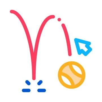 Projection of motion falling ball icon vector outline illustration Stock Illustration