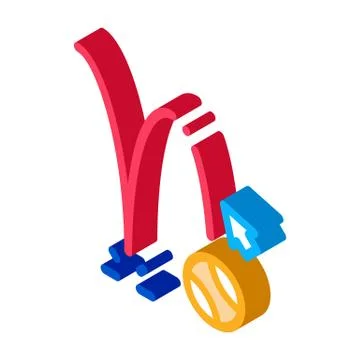 Projection of motion falling ball isometric icon vector illustration Stock Illustration