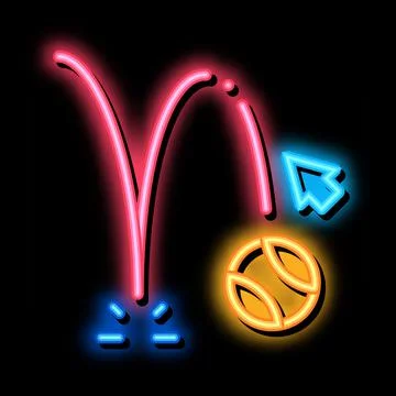 Projection of motion falling ball neon glow icon illustration Stock Illustration