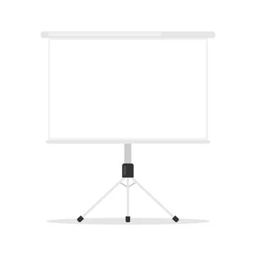Projection screen on tripod, projection screen icon isolated on white 库存插图