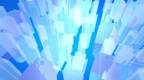 The projection of the transparent city, rotates round its pivot-center Stock Footage 44251184