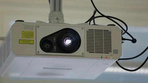 Projector On Ceiling In Lecture Room Stock Footage 89802677