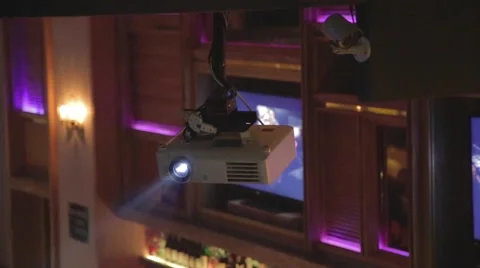 Projector in chic lounge  - nightlife Stock Footage 44325407