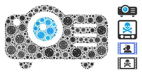 Projector Collage of Covid Virus Elements Stock Illustration
