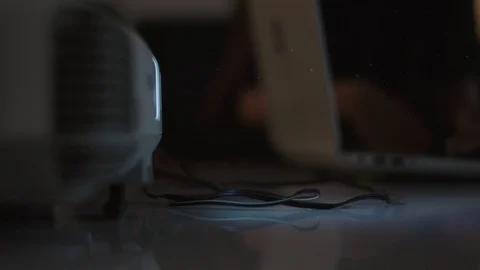 Projector connected to Laptop for presentation Video stock 86509782