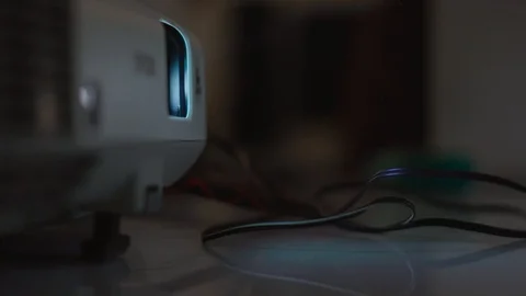 Projector connected to Laptop for presentation Video stock 86510127