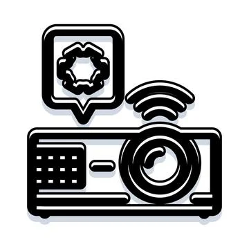 Projector device connecting and sharing wireless data Stock Illustration
