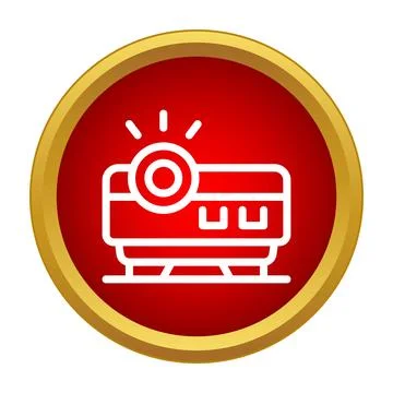 Projector device emitting light in red circle icon Stock Illustration