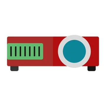 Projector device icon in Flat Style. Color Fill. Isolated on White Background Stock Illustration